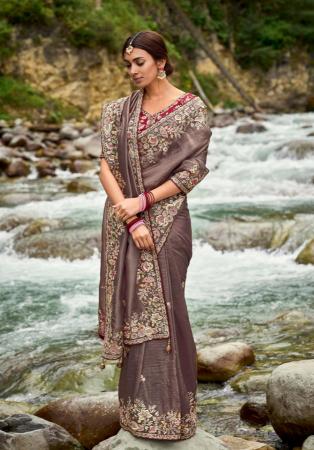 Picture of Delightful Silk Grey Saree