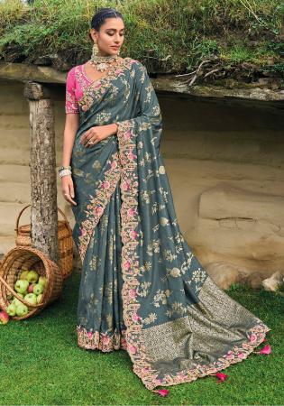 Picture of Enticing Silk Slate Grey Saree