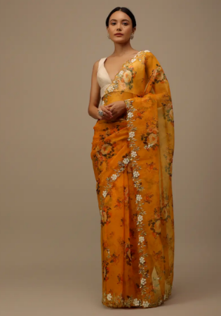 Picture of Comely Organza Dark Golden Rod Saree
