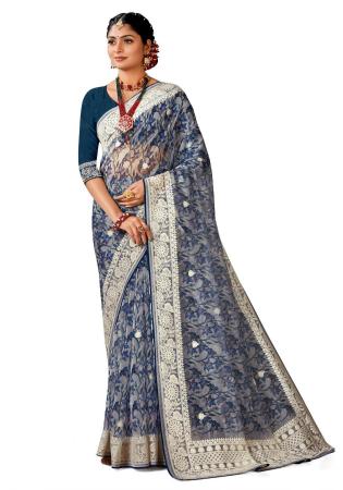 Picture of Marvelous Silk Midnight Blue Saree