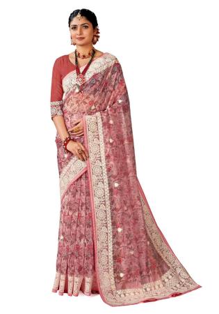 Picture of Amazing Silk Rosy Brown Saree