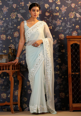 Picture of Classy Georgette Sky Blue Saree