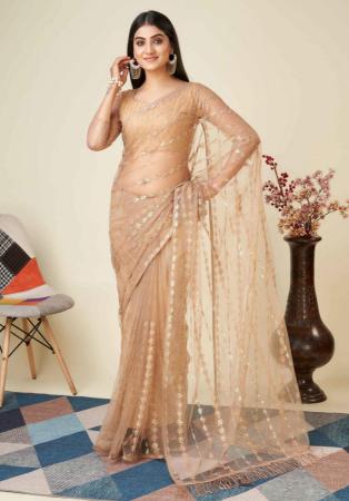 Picture of Comely Net Burly Wood Saree