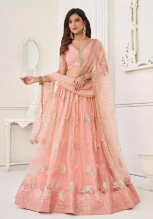 Picture of Classy Net Dark Salmon Lehenga Choli