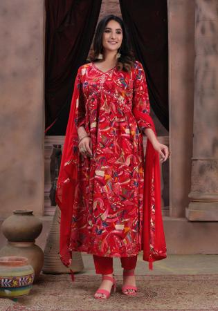 Picture of Sublime Rayon Crimson Readymade Salwar Kameez