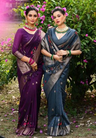 Picture of Admirable Silk Dark Slate Grey Saree