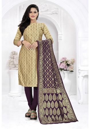 Picture of Bewitching Silk Beige Straight Cut Salwar Kameez