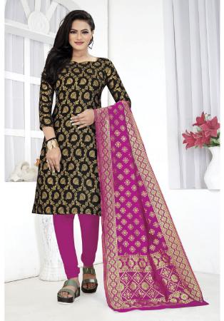 Picture of Radiant Silk Black Straight Cut Salwar Kameez