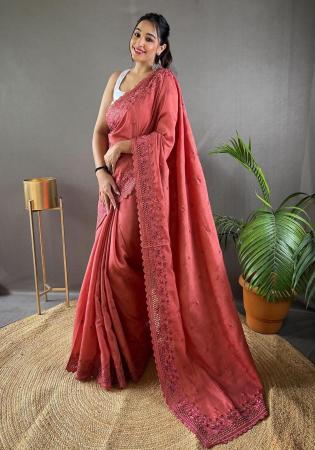 Picture of Alluring Silk Indian Red Saree