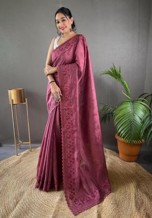 Picture of Elegant Silk Pale Violet Red Saree