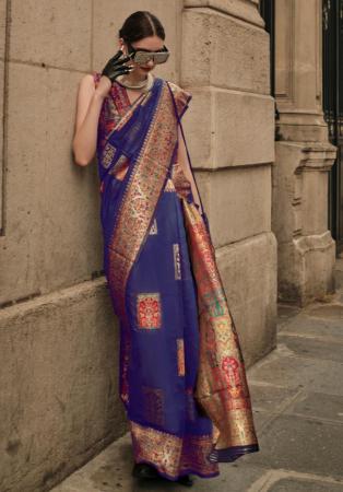 Picture of Elegant Silk Dark Slate Blue Saree