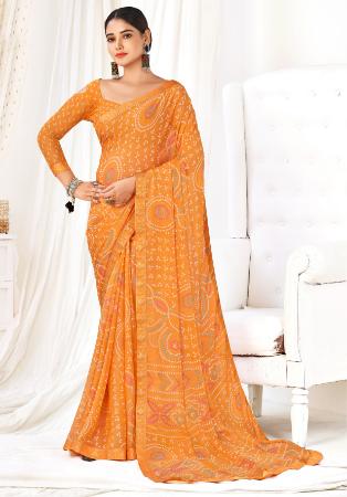 Picture of Excellent Chiffon Sandy Brown Saree