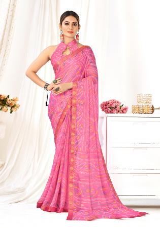 Picture of Magnificent Chiffon Hot Pink Saree