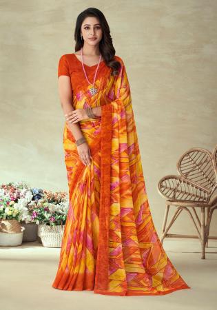 Picture of Amazing Chiffon Sandy Brown Saree