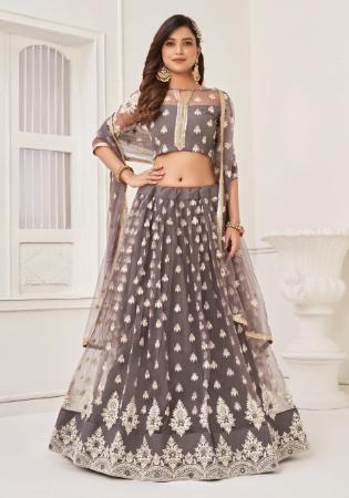 Picture of Elegant Net Dim Gray Lehenga Choli