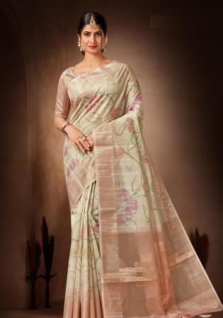 Picture of Nice Organza Dark Khaki Saree