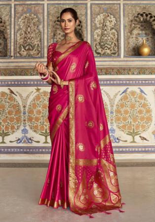 Picture of Good Looking Satin & Silk Dark Red Saree