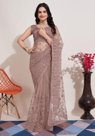 Picture of Elegant Silk Rosy Brown Saree