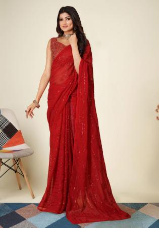 Picture of Well Formed Silk Dark Red Saree