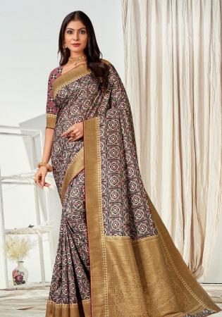 Picture of Magnificent Silk Rosy Brown Saree