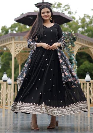 Picture of Comely Georgette Black Readymade Gown