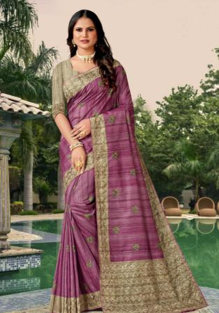 Picture of Lovely Silk Dark Magenta Saree