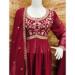 Picture of Well Formed Georgette Maroon Straight Cut Salwar Kameez