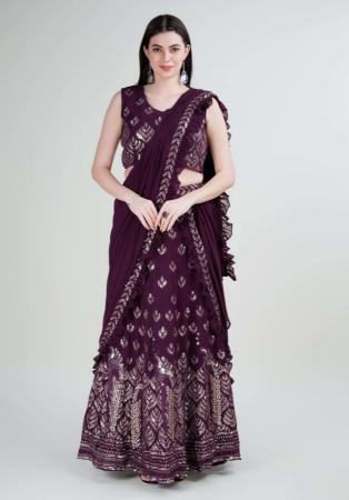 Picture of Graceful Georgette Purple Lehenga Sarees