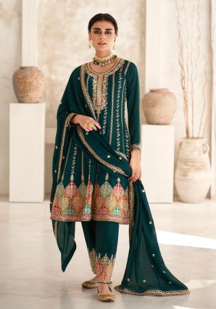 Picture of Sightly Silk Sea Green Readymade Salwar Kameez