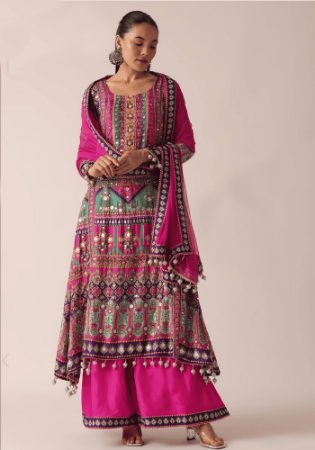 Picture of Chiffon Medium Violet Red Readymade Salwar Kameez