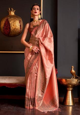 Picture of Good Looking Silk Dark Salmon Saree