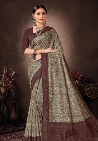 Picture of Alluring Silk Rosy Brown Saree