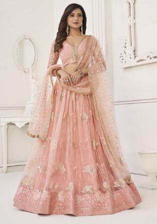 Picture of Superb Net Tan Lehenga Choli