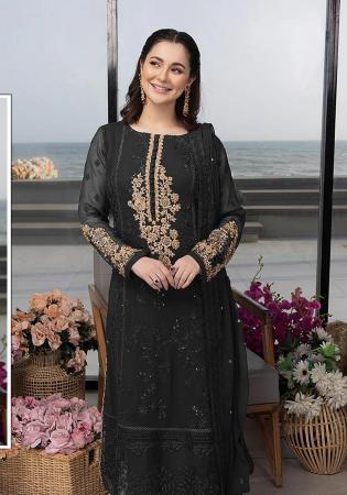 Picture of Appealing Georgette Black Straight Cut Salwar Kameez