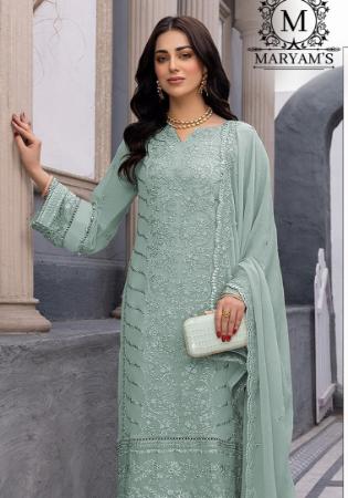 Picture of Georgette Dark Sea Green Straight Cut Salwar Kameez