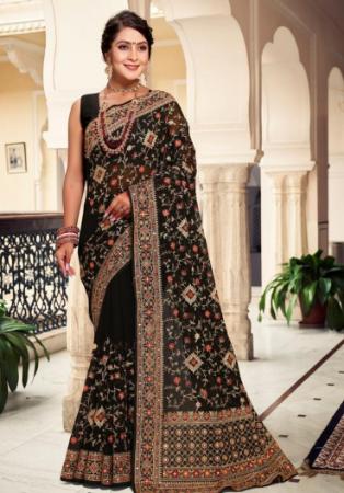 Picture of Bewitching Georgette Black Saree