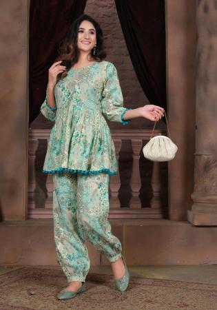 Picture of Charming Chiffon Dark Sea Green Kurtis & Tunic