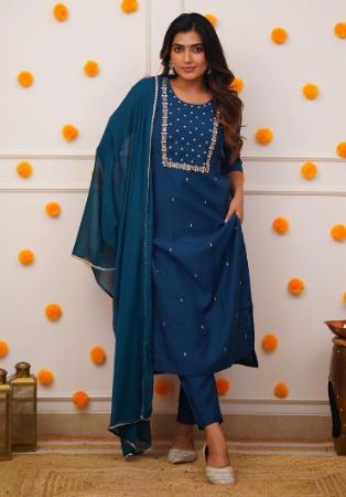 Picture of Marvelous Rayon Midnight Blue Readymade Salwar Kameez