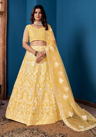 Picture of Marvelous Net Khaki Lehenga Choli