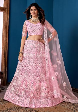 Picture of Delightful Net Rosy Brown Lehenga Choli