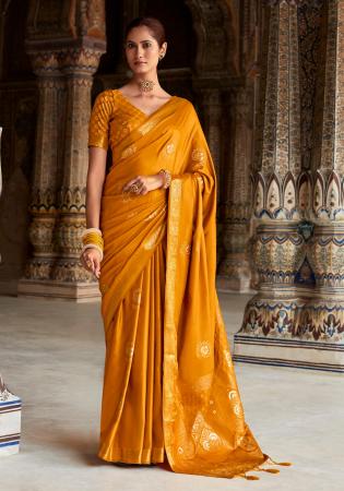 Picture of Graceful Satin & Silk Dark Orange Saree