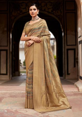 Picture of Well Formed Crepe & Silk Dark Khaki Saree