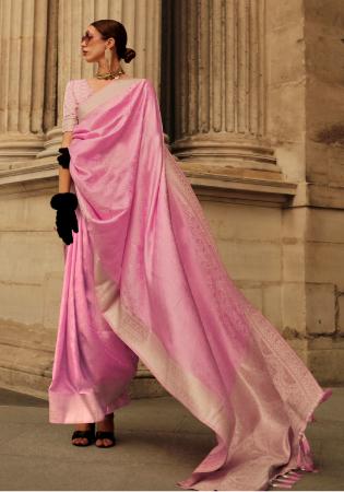 Picture of Statuesque Satin & Silk Pale Violet Red Saree