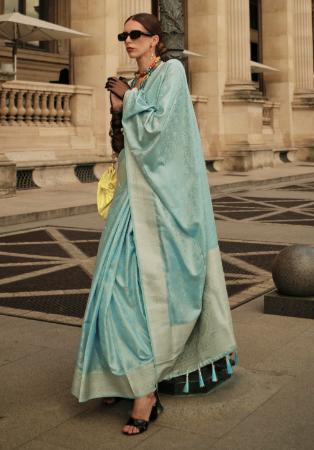 Picture of Comely Satin & Silk Dark Sea Green Saree