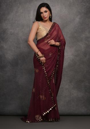 Picture of Appealing Georgette Saddle Brown Saree