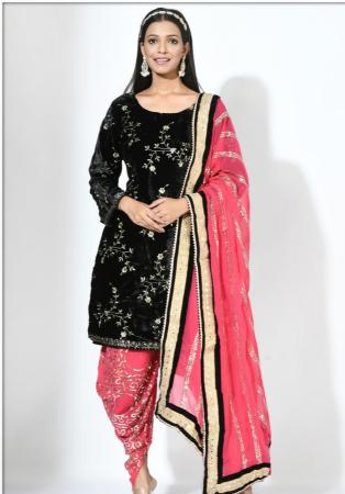 Picture of Magnificent Georgette Black Straight Cut Salwar Kameez