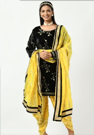 Picture of Wonderful Georgette Black Straight Cut Salwar Kameez