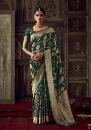 Picture of Radiant Crepe & Georgette Dark Green Saree