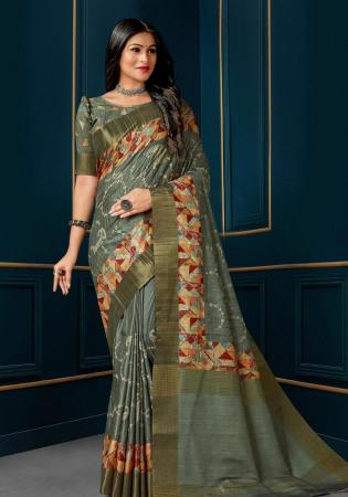 Picture of Pleasing Silk Dim Gray Saree