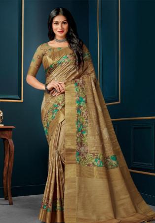 Picture of Statuesque Silk Dark Khaki Saree